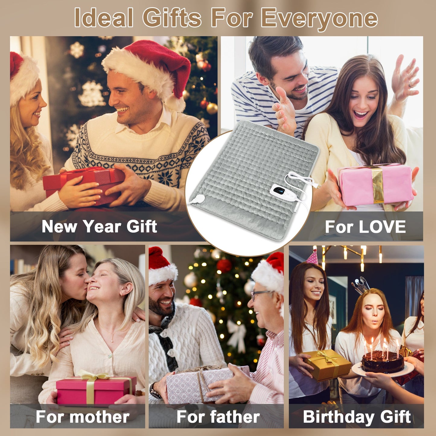 Heating Pad,Electric Heating Pads for Back,Hot Heated Pad for Abdomen,Shoulder,Knee,Multiple Temp and Auto Shut Off(Light Gray, 24''×12'')