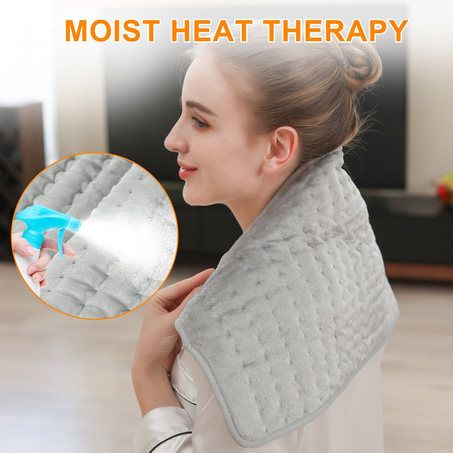 Heating Pad,Electric Heating Pads for Back,Hot Heated Pad for Abdomen,Shoulder,Knee,Multiple Temp and Auto Shut Off(Light Gray, 24''×12'')
