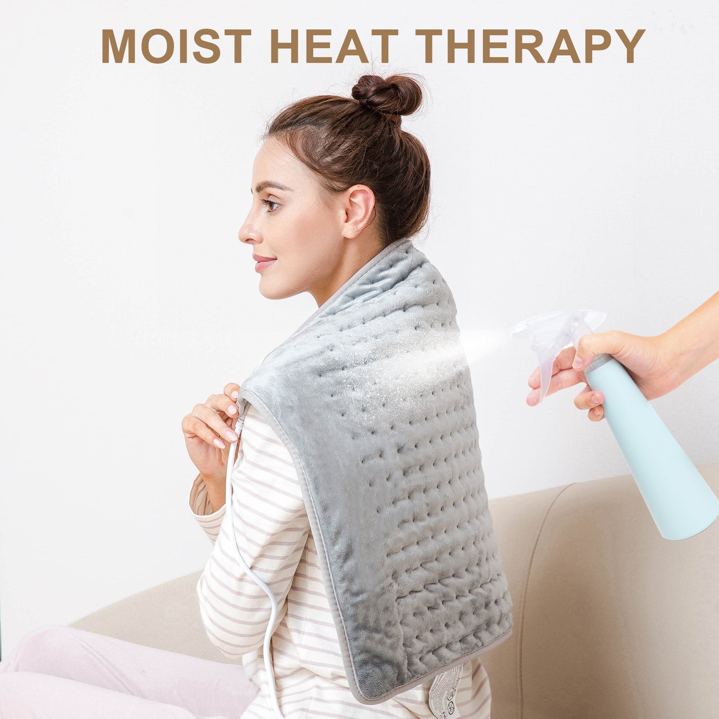 Heating Pad,Electric Heating Pads for Back,Hot Heated Pad for Abdomen,Shoulder,Knee,Multiple Temp and Auto Shut Off(Light Gray, 24''×12'')
