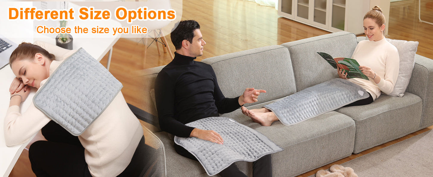 Heating Pad,Electric Heating Pads for Back,Hot Heated Pad for Abdomen,Shoulder,Knee,Multiple Temp and Auto Shut Off(Light Gray, 24''×12'')