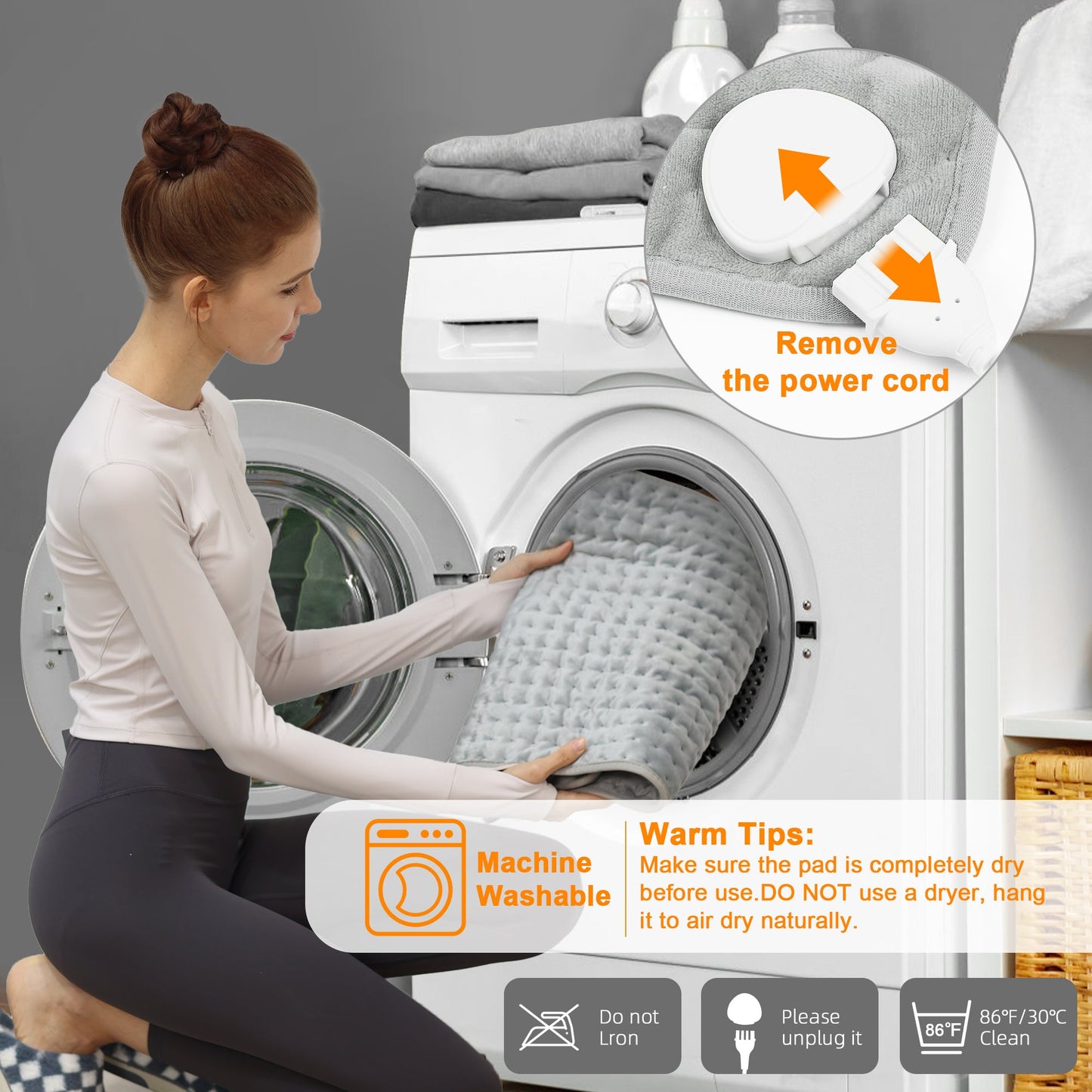 Heating Pad,Electric Heating Pads for Back,Hot Heated Pad for Abdomen,Shoulder,Knee,Multiple Temp and Auto Shut Off(Light Gray, 24''×12'')