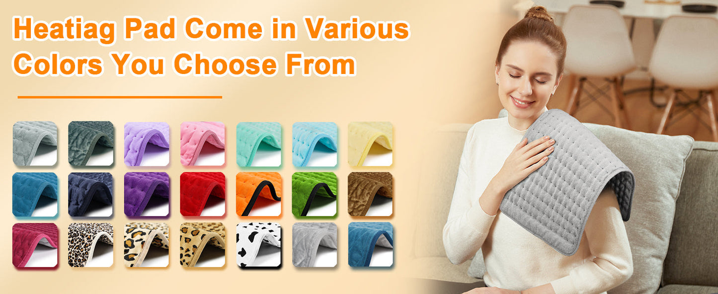 Heating Pad,Electric Heating Pads for Back,Hot Heated Pad for Abdomen,Shoulder,Knee,Multiple Temp and Auto Shut Off(Light Gray, 24''×12'')