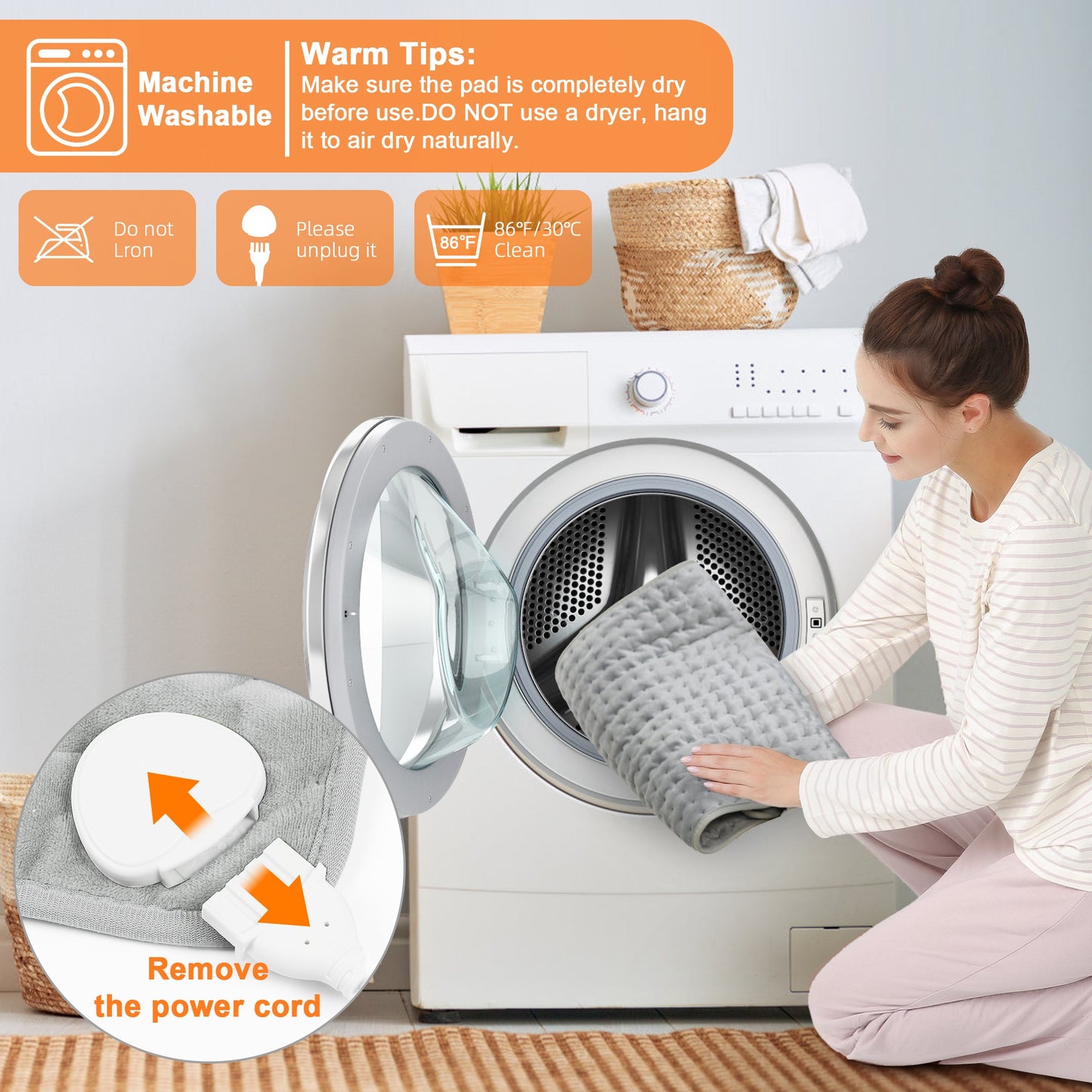 Heating Pad,Electric Heating Pads for Back,Hot Heated Pad for Abdomen,Shoulder,Knee,Multiple Temp and Auto Shut Off(Light Gray, 33''×17'')