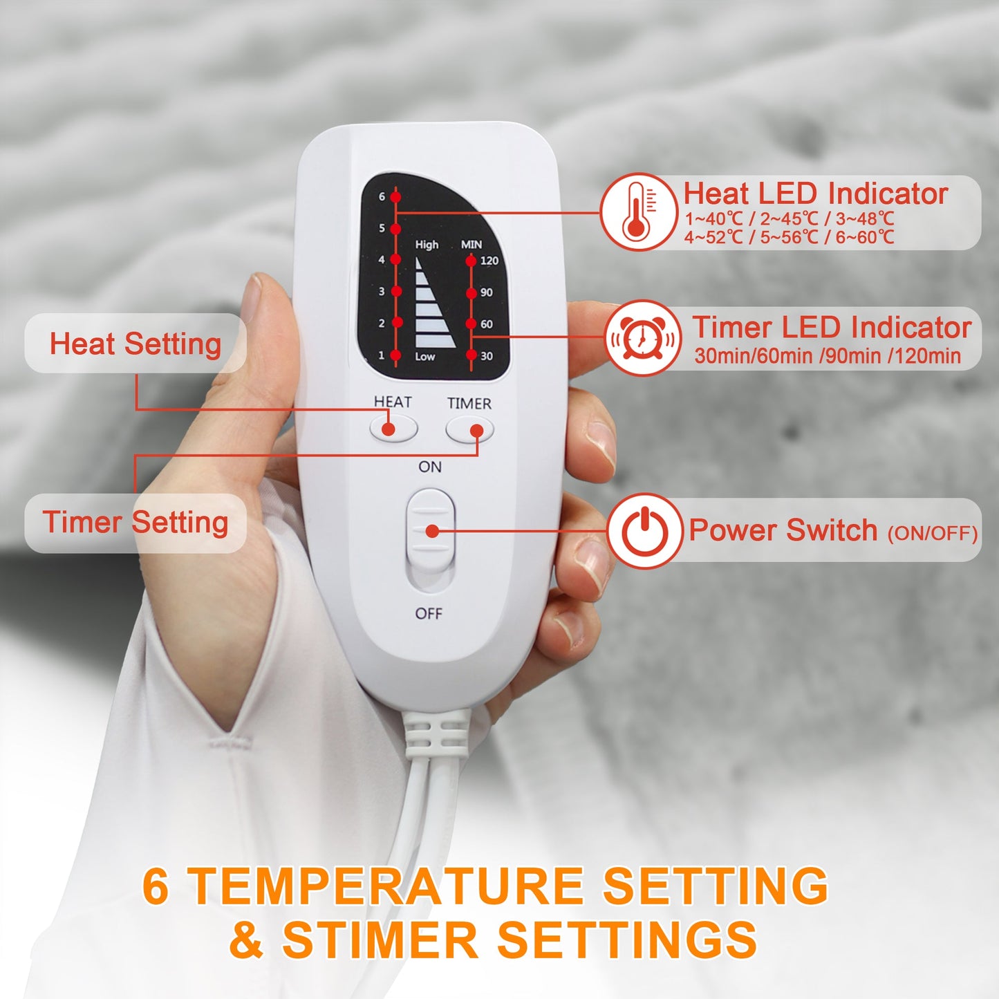 Heating Pad,Electric Heating Pads for Back,Hot Heated Pad for Abdomen,Shoulder,Knee,Multiple Temp and Auto Shut Off(Light Gray, 24''×12'')