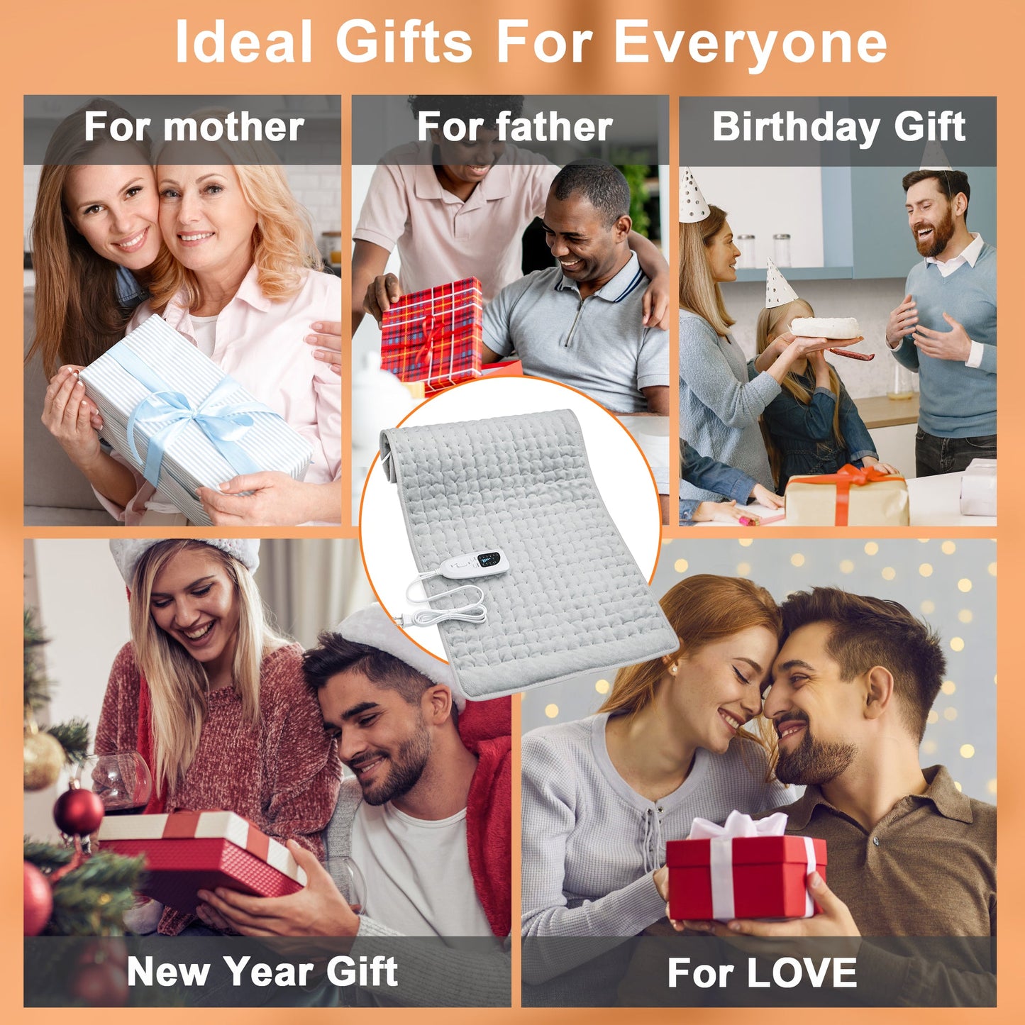 Heating Pad,Electric Heating Pads for Back,Hot Heated Pad for Abdomen,Shoulder,Knee,Multiple Temp and Auto Shut Off(Light Gray, 33''×17'')