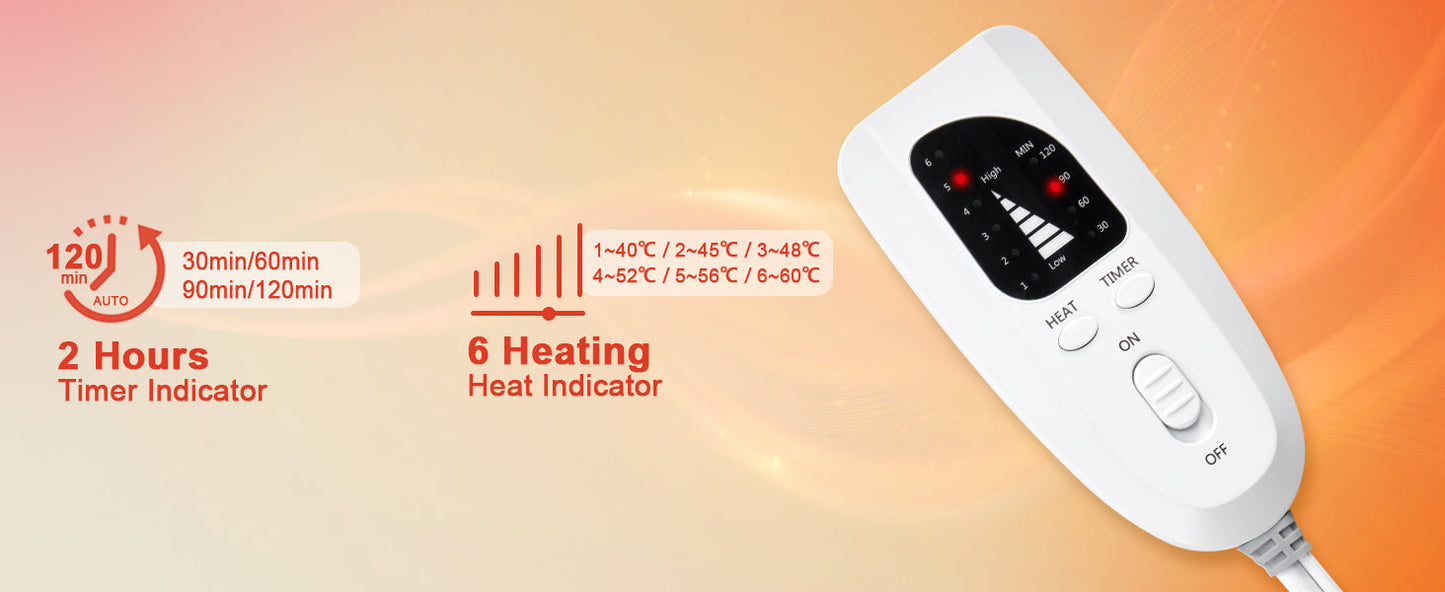 Heating Pad,Electric Heating Pads for Back,Hot Heated Pad for Abdomen,Shoulder,Knee,Multiple Temp and Auto Shut Off(Light Gray, 24''×12'')